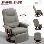 Faux Leather Swivel Recliner Lounge Chair, Gray
