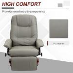 Faux Leather Swivel Recliner Lounge Chair, Gray