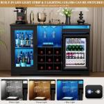 Wine Bar Cabinet with Fridge and LED Lights