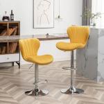 Yellow Velvet Swivel Barstools, Set of 2