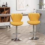 Yellow Velvet Swivel Barstools, Set of 2
