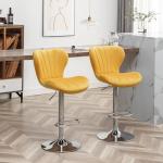 Yellow Velvet Swivel Barstools, Set of 2