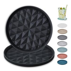 Silicone Drink Coasters - 2 Pack, Black
