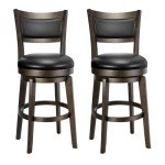 Set of 2 Black Faux Leather Bar Stools