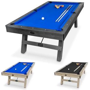 GoSports 8 ft Wood Finish Pool Table Set
