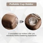 CANMOV Nut Brown Leather Recliner Chair with Cup Holders