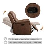 CANMOV Nut Brown Leather Recliner Chair with Cup Holders