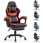 Ergonomic Gaming Chair with Footrest - Black/Red