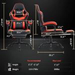Ergonomic Gaming Chair with Footrest - Black/Red