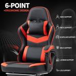 Ergonomic Gaming Chair with Footrest - Black/Red