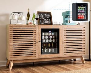 LUXOAK 60" Beverage Cooler Cabinet with Mini Fridge