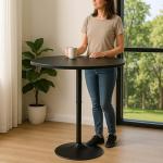 Adjustable Height Round Bar Table in Black