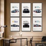 9-Piece Racing Car Posters for Man Cave