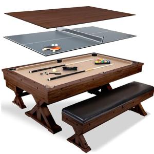 7' Multi Game Pool Table with Dining Top
