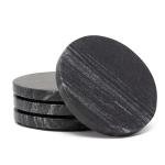 Natural Black Marble Round Coaster Set, 4-Pack