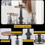 Height Adjustable Industrial Pub Table with Swivel Top