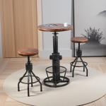 Height Adjustable Industrial Pub Table with Swivel Top