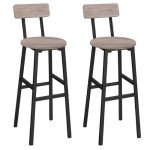Set of 2 Round Bar Stools with Back