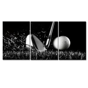 TAOMI Golf Course Sport Fan Boy's Bedroom Gym Black Artwork 3 Pieces Black and White Canvas Wall Art Golf Pictures for Man Cave Sport Home Wall Décor Frame 12x16inch Minimalist