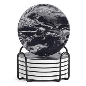 Absorbent Black Marble Drink Coaster Set of 6