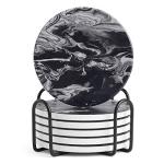 Absorbent Black Marble Drink Coaster Set of 6