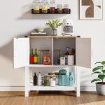 Sleek White Console Table with Storage Cabinets