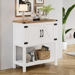 Sleek White Console Table with Storage Cabinets