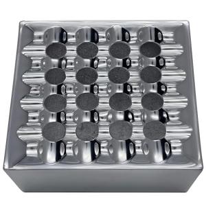 Silver Square Grid Cigar Ashtray with Lid