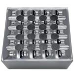 Silver Square Grid Cigar Ashtray with Lid