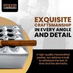 Silver Square Grid Cigar Ashtray with Lid