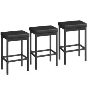 Set of 3 Modern Black Bar Stools