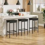 Set of 3 Modern Black Bar Stools
