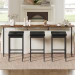 Set of 3 Modern Black Bar Stools