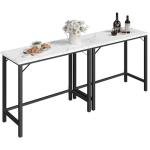 63-Inch Connectable Marble Bar Table with Metal Frame