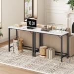 63-Inch Connectable Marble Bar Table with Metal Frame