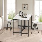 63-Inch Connectable Marble Bar Table with Metal Frame