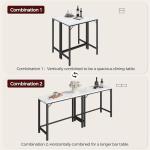 63-Inch Connectable Marble Bar Table with Metal Frame