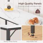 63-Inch Connectable Marble Bar Table with Metal Frame