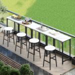 63-Inch Connectable Marble Bar Table with Metal Frame