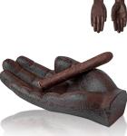 Hand-Shaped Cast Iron Cigar Ashtray and Tray