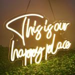 Happy Place Neon Sign for Man Cave Decor