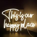 Happy Place Neon Sign for Man Cave Decor