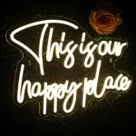 Happy Place Neon Sign for Man Cave Decor