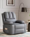 22'' Gray Leather Recliner Chair with Cup Holder