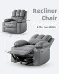 22'' Gray Leather Recliner Chair with Cup Holder