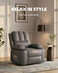 22'' Gray Leather Recliner Chair with Cup Holder