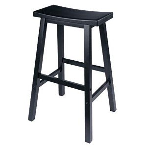 Black Solid Wood Saddle Seat Bar Stool - 29in