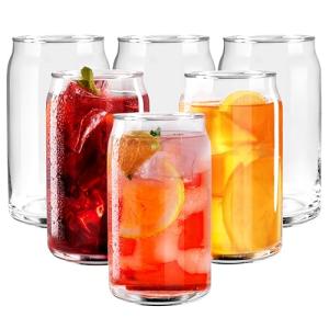 6 Pack 16 oz. Glass Can Shaped Cups