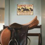 Western Cowboy Riding Horse Metal Tin Sign