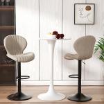Modern Swivel Bar Stools Set of 2 Beige